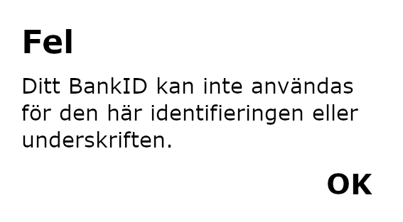BankID error message BankID error message